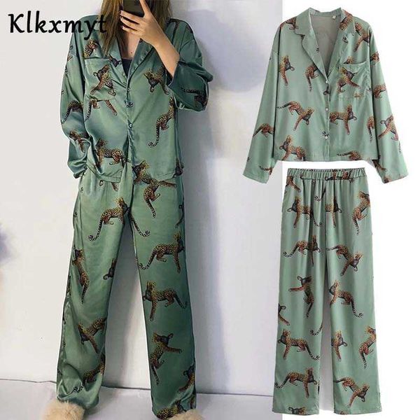 

klkxmyt 2 pieces set women spring long sleeve fashion leopard print shirt blouse and pants casual trousers womens sets 210527, White