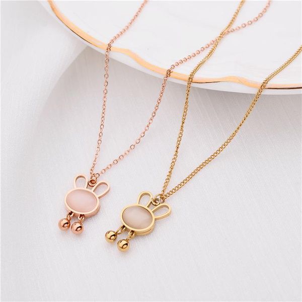

pendant necklaces cute gem titanium stainless steel necklace for women girl crystals cartoon clavicle chain charm jewelry, Silver