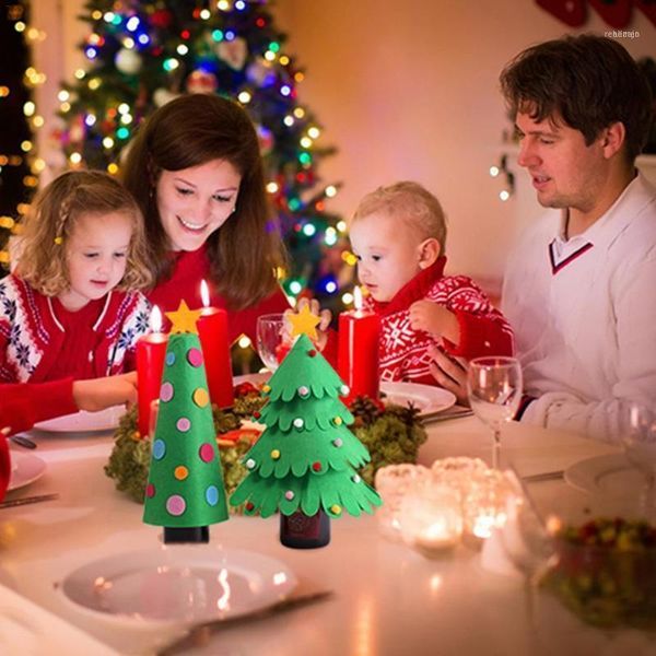 

christmas decorations wine bottle cover trees shape ornaments for table decoration1