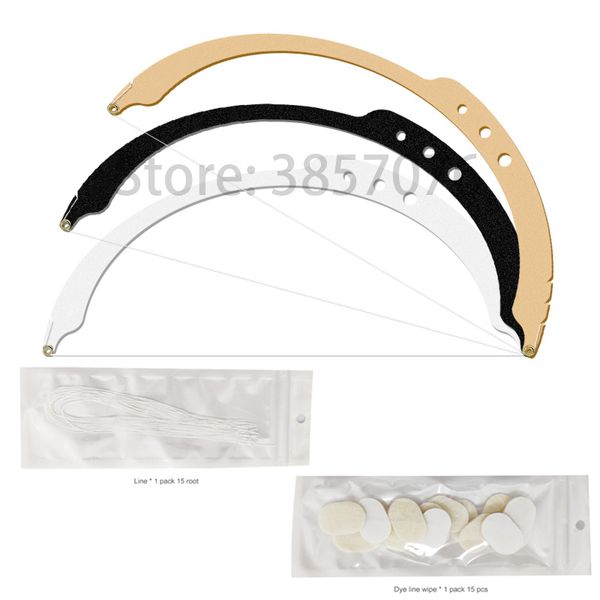 

2pcs permanent makeup bow and arrow line ruler microblading line ruler measuring tool string with 15pcs liners 15 dyeing liners