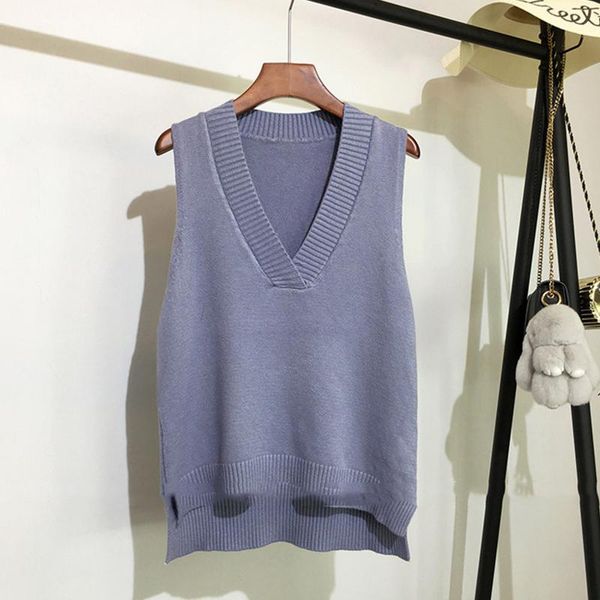 

women's sweaters autumn v-neck knitted vest women sweater korean style sleeveless loose wild casual pullover female outerwear, White;black
