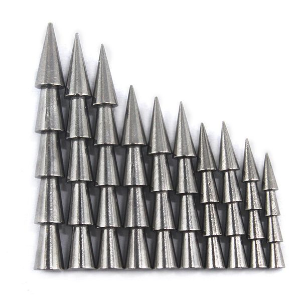 Reaksiyon takımı 50pcs/torba tırnak ağırlıkları 0.3g - 3.1g tungsten ekleme platinler çeşitli boyutlarda tuhaf yumuşak solucan balıkçılık aksesuarları