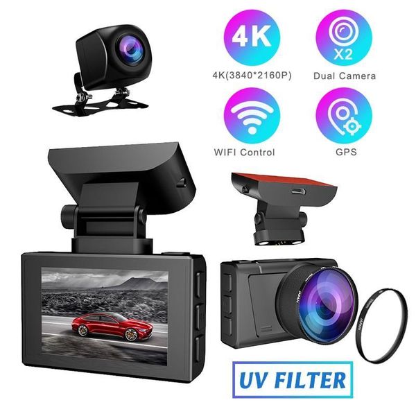 

4k hd video recorder dvr car camera gps 170Â° wide angle 1080p night vision dash cam hidden reverse camera gps rear view dashcam car dvr