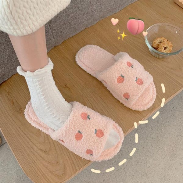 

slippers lovely girl ventricle net cotton fashion autumn and winter women home with a word plush, Black