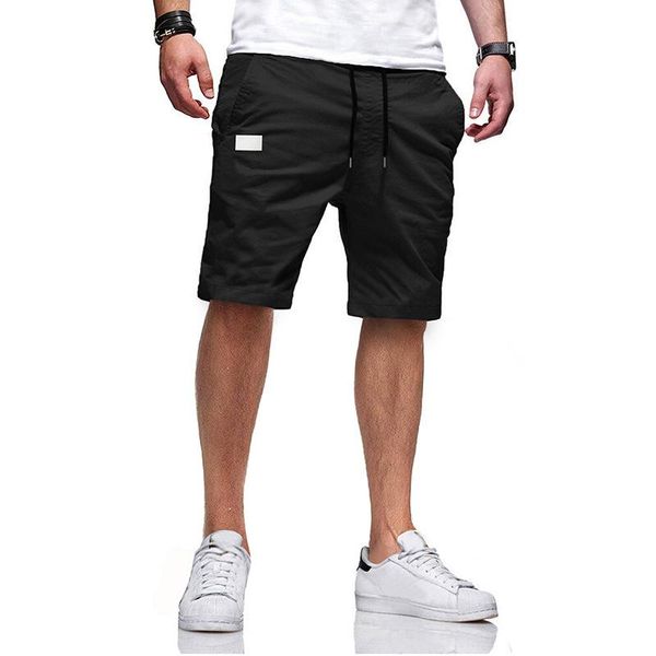 

men's shorts summer solid color straight five-point pants 2021 casual sports overalls trendy brand fashion black, White;black