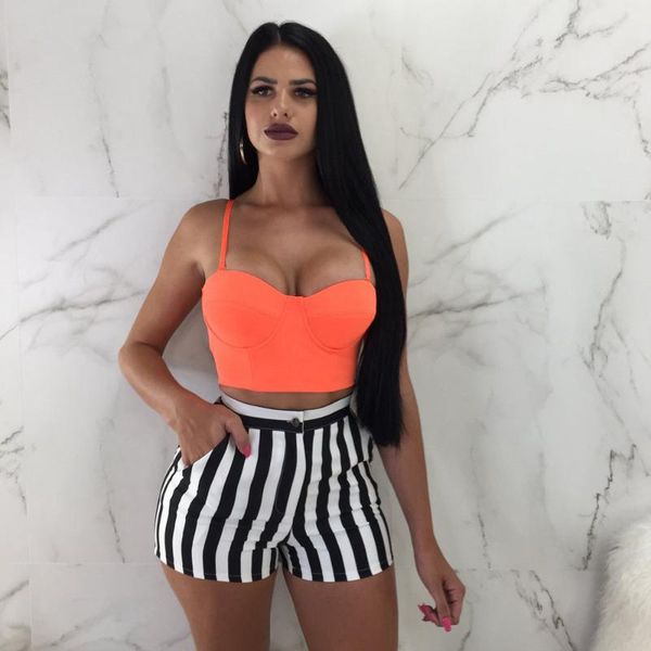 

summer strapless with striped women shorts suits, Gray