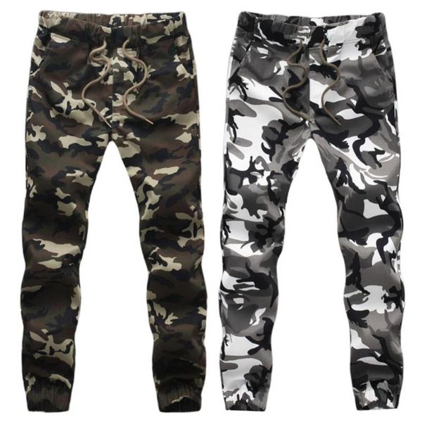 

men's pants men sporty camouflage color skinny pockets waist drawstring long cargo plus size 2021 trousers, Black