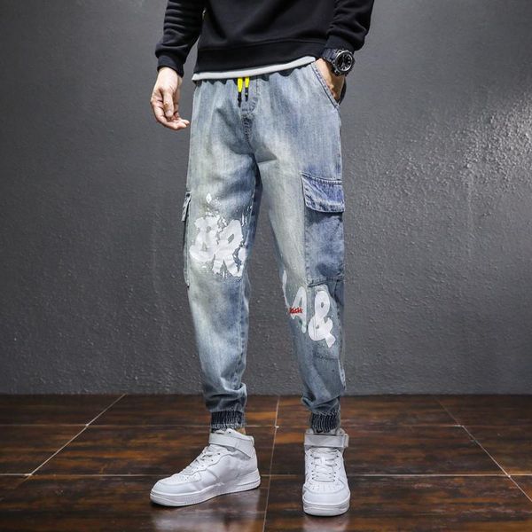 

men's jeans men male casual clothing high street trousers, Blue