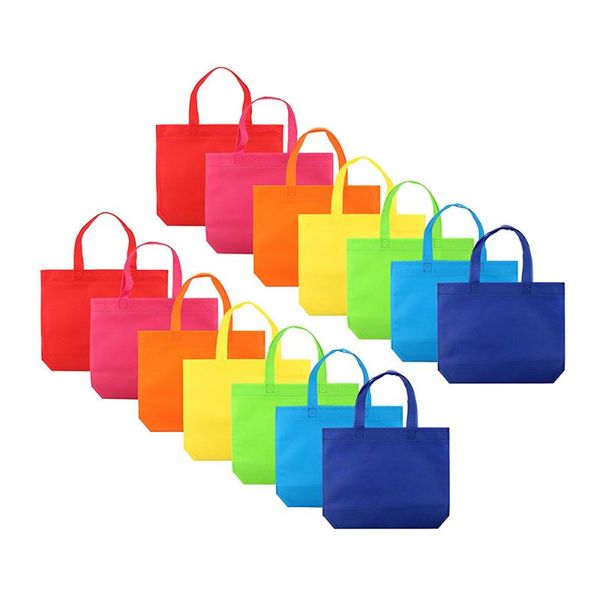 

gift wrap 14 pcs/ set tote bags diy party favor non-woven blank 7 assorted bright color with handle shopping