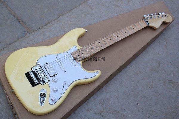 

shipping yellow chrome tremolo floyd rose custom body electric guitar @31