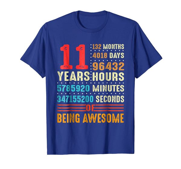 

11 years old 11th birthday vintage retro t shirt 132 months, White;black