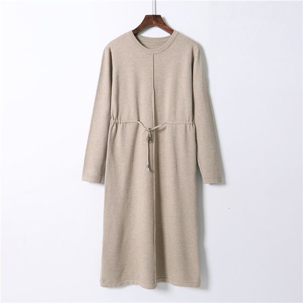 

2021 new autumn winter women o neck loose long sweater robe knitted sweaters drawstring female oversize maxi 3v8d, Black;gray