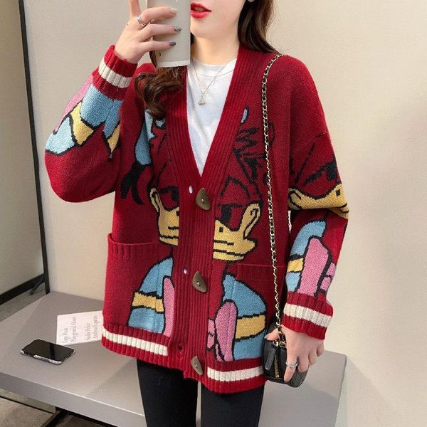 

women's sweaters y2k female retro cardigan sweater, baggy jacket, lazy style, knitted or crocheted, trend, spring 5kdr, White;black