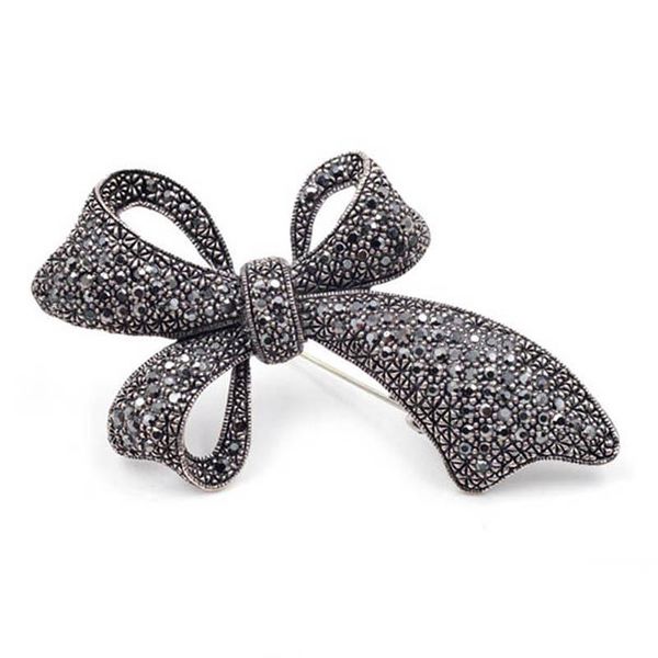 Spille, spille Moda strass Fiocco nero per donna Grande spilla vintage carina Pin Accessori per cappotti invernali Alta qualità