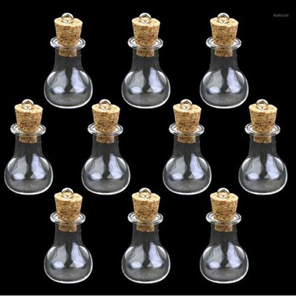 

storage bottles & jars 10pcs flat base mini wish note craft glass with cork (transparent)