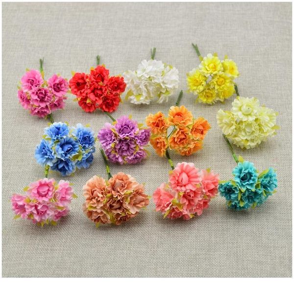 

24pcs silk roses flower wedding car decoration bridal bouquet scrapbooking diy wreaths gift box artificia qylivv