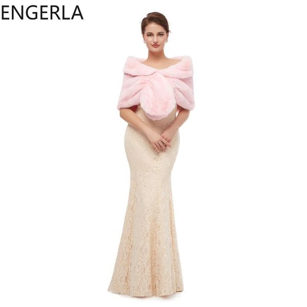 

wraps & jackets fashionable and elegant warm faux fur wedding multi-color shawl bridal prom evening dress coat, White