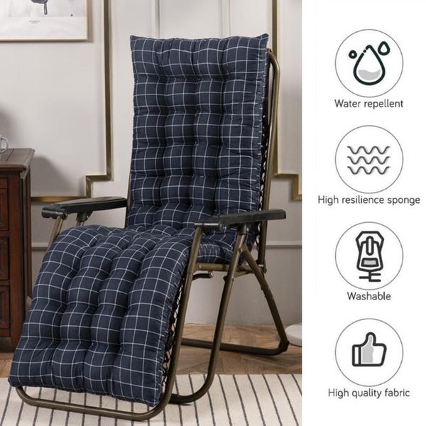 

cushion/decorative pillow patio sun lounger recliner cushion replacement plaid sunbed garden non-slip lounge chair pad with ties cover