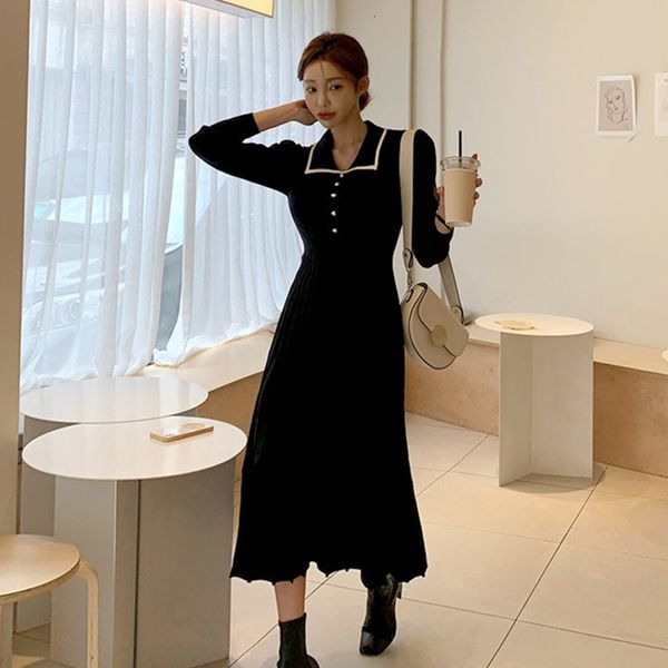 

women's black polo dress female mesh 2021 autumn waist collection average length on knee skirt plissate 23p5, Black;pink