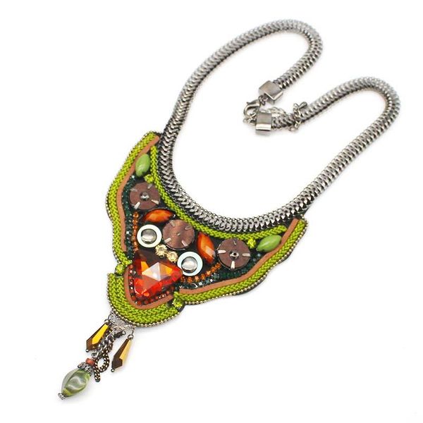 

pendant necklaces fashion colorful ethnic transparent geometric hyperbole punk vintage collar crystal necklace big choker, Silver