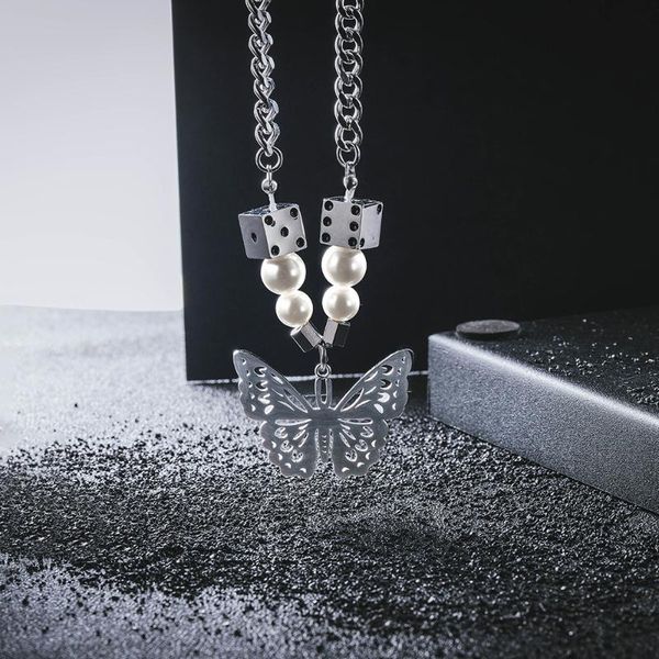 

chains 2021 name necklace jewelry pearl butterfly stainless steel, Silver