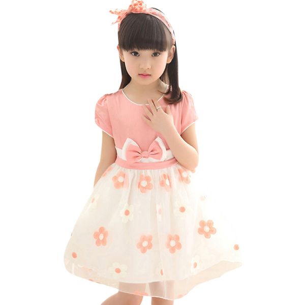

princess dress for girls floral girls dress mesh kids clothes bow dress child summer teen girl clothing 4 6 8 12 years spring 210303, Red;yellow