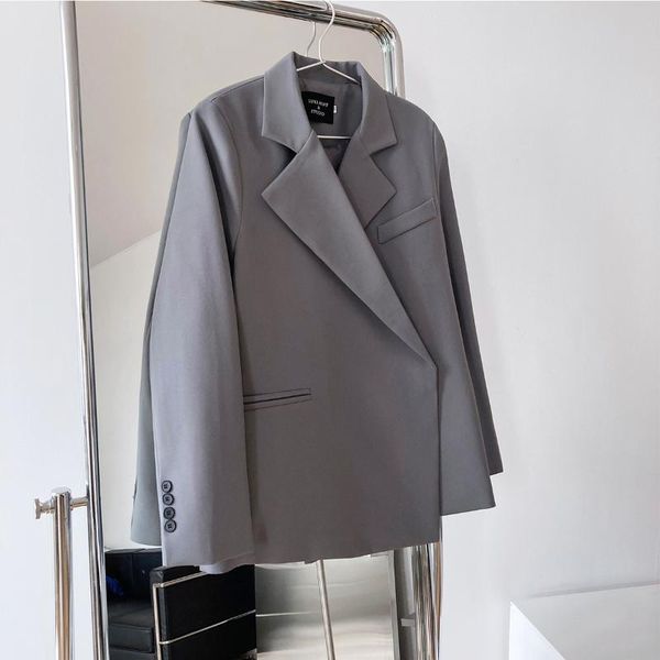 

women's suits & blazers mooirue spring elegant women blazer long sleeve hidden button korea suit fashion blue black khaki, White;black