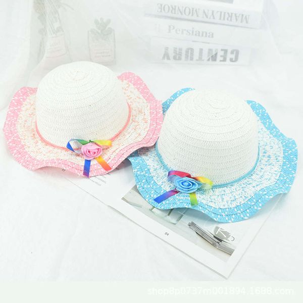 

children's sunshade hat summer cool girl straw child princess beach sun hat baby sunscreen fisherman's, Yellow