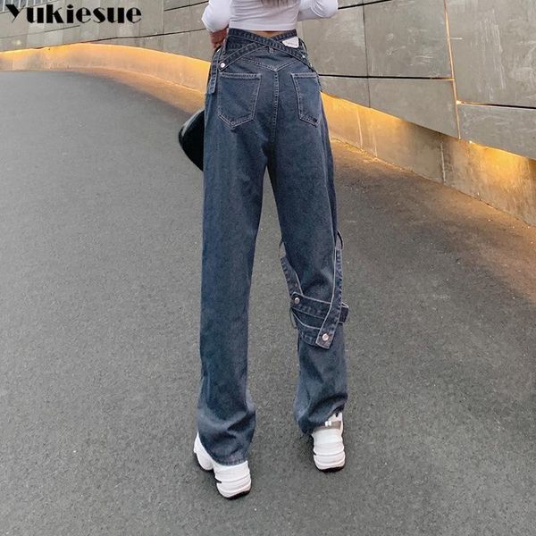 

women's jeans ripped straight women baggy vintage high waist boyfriends mom denim streetwear 2021 female wide leg pants woman, Blue