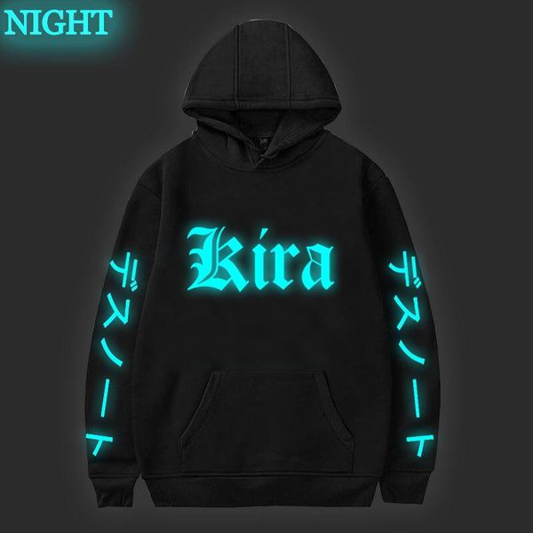

men's hoodies & sweatshirts death note luminous casual oversized japanese cartoon loose hoodie comfortable creativity streetwear, Black
