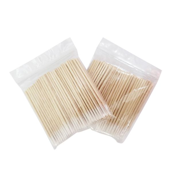 

100pcs short wood handle small pointed tip head cotton swab eyebrow tattoo beauty makeup color nail seam dedicated dirty picking