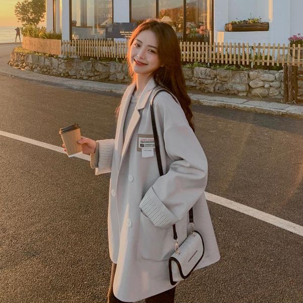

women's jackets korean style loose long women trench coat oversized blazer cloak windbreaker spring fall outerwear y2k e-girl elegant j, Black;brown