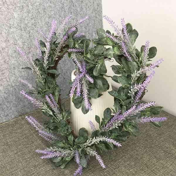 

lavender flower wreath heart shape artificial floral wreath garland for front door wall wedding home hanging decorations