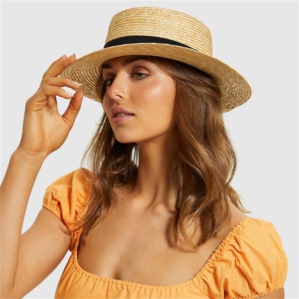 

womens' panama sun hat boater handwoven straw hat for summer ladies natural straw beach hats men boy casual chapeu feminino cap 220311, Blue;gray