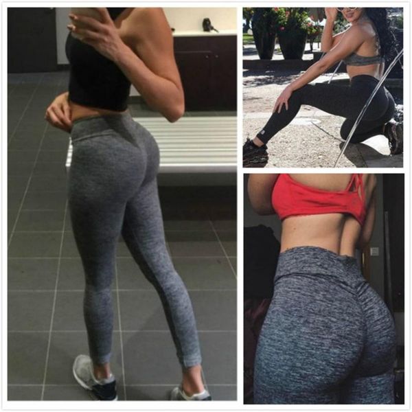 

women's leggings women sport fashion solid ankle-length breathable casual high waist push up elastic fitness, Black