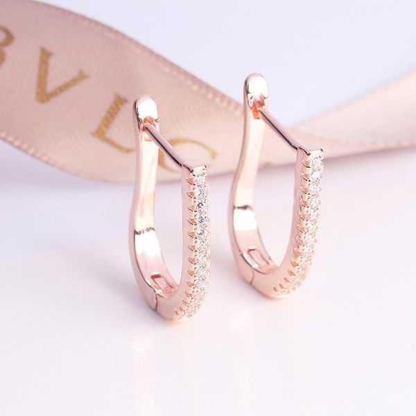 

hoop & huggie earrings zircon fashion earring for women simple wedding party lady jewelry geometric rose gold, Golden;silver
