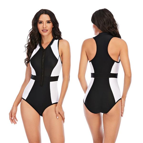 

one-piece suits 2021 one piece swimsuit women swimwear push up monokini bodysuit zip rash guard female sport bathing suit beachwear x