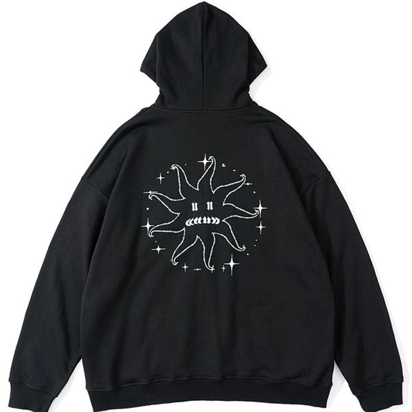 

men's hoodies & sweatshirts men abstract pattern printing zip up hoodie couple japan simple harajuku hooded sweatshirt black white cott
