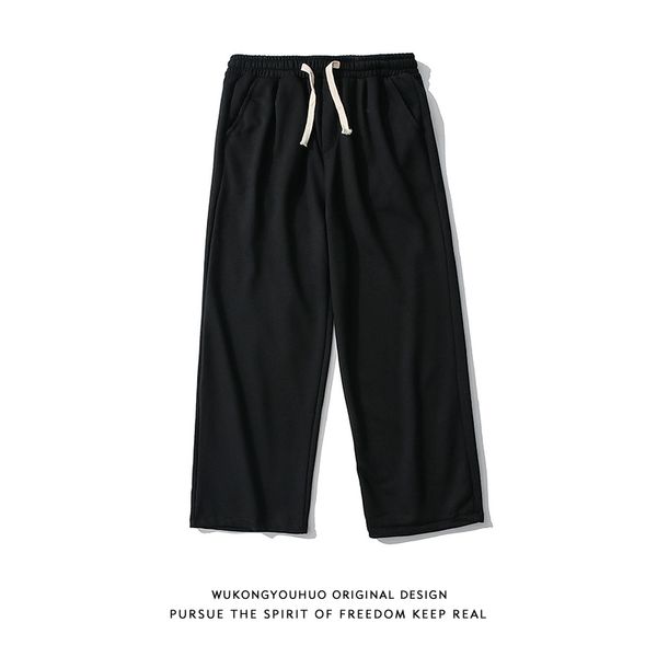 

wukong youhuochao brand ins straight tube wide leg casual men's and women's hip hop loose solid color versatile sports pants, Black
