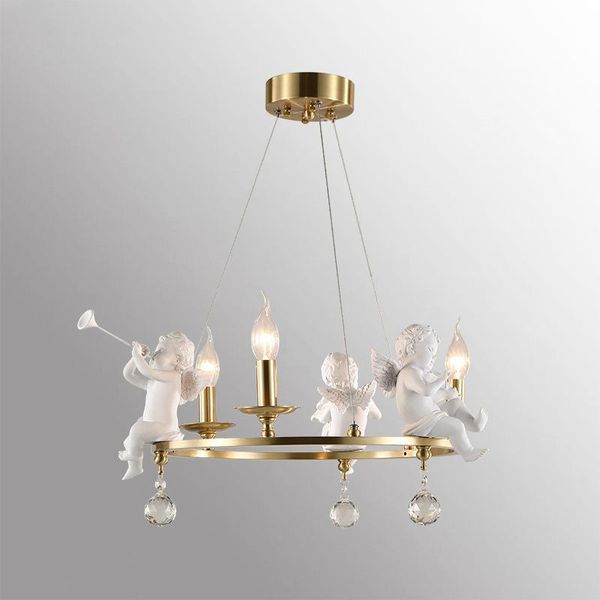 

pendant lamps all copper crystal chandelier living room bedroom dining creative personality angel shape
