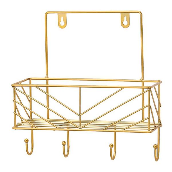 

hooks & rails 1pc iron art hook storage shelf decorative wall rack sundries