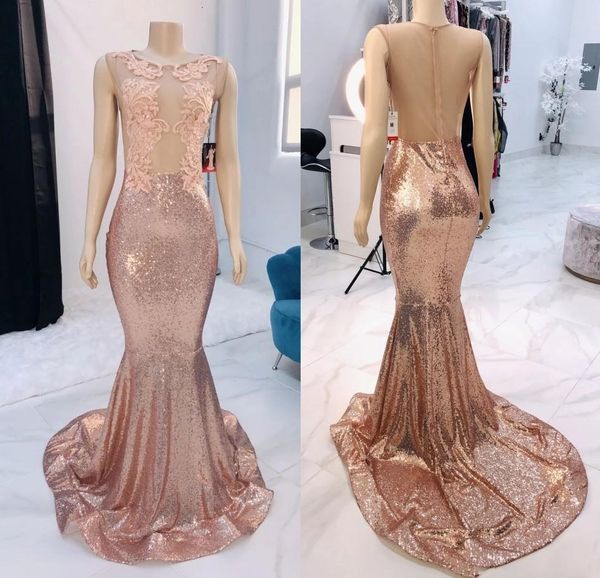 

2021 new pink keyhole neck mermaid sequined prom es custom made evening gowns appliques long vestidos de festa black girls cixd, White;pink