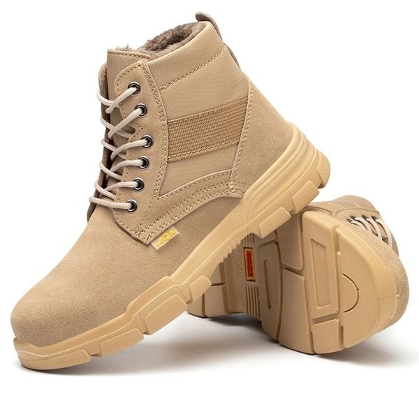

men's high-cotton boots winter safety shoes wool plus velvet warm comfortable work anti-smashing non-slip 211217, Black;brown