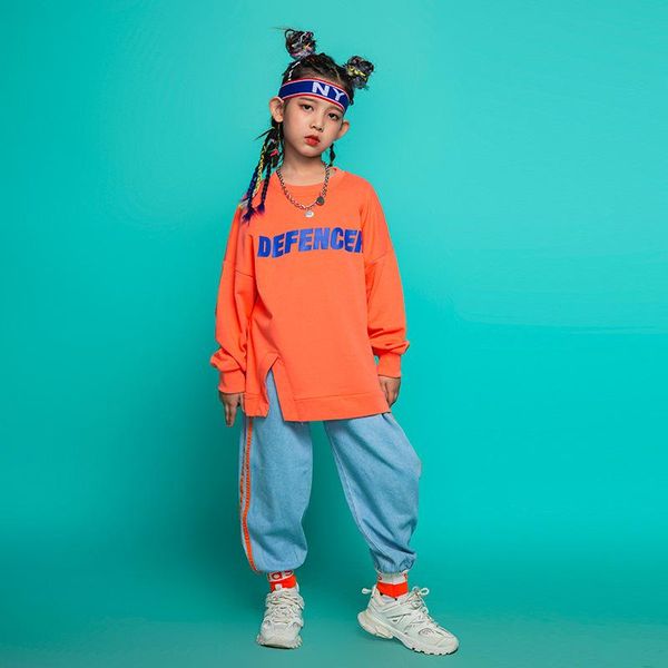 

jeans kids streetwear fashion casual hip hop denim pant boys girls loose trousers children stage show clothing, Blue