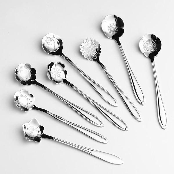 

dinnerware sets 10pcs silver stainless steel tableware coffee spoon stir jelly dessert flatware set