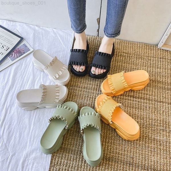 

womens slipper font shoes slide fashion sandals flat 8cm 005, Black