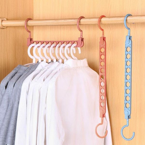 

hangers & racks 2pcs multifunctional space saving storage large capacity drying rack 9 hole closet clothes hanger dual hook towel rotatable