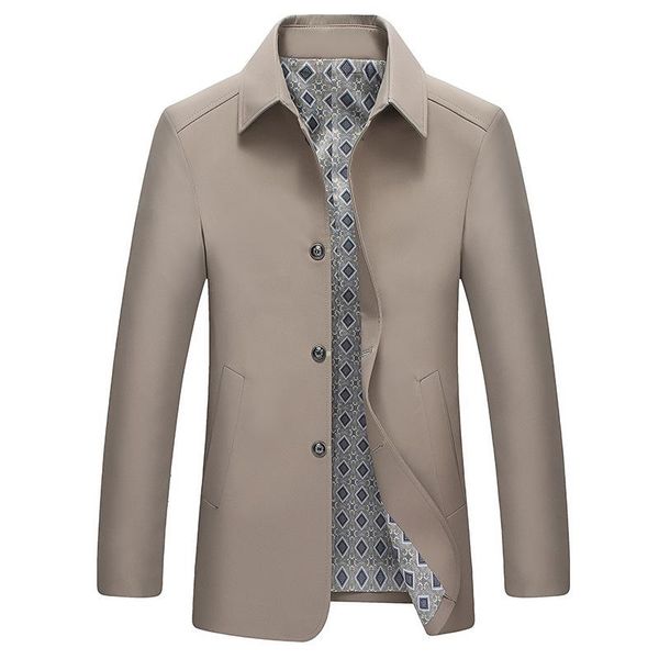 

men's trench coats men coat 2021 spring autumn long solid color fashion streetwear casual, Tan;black