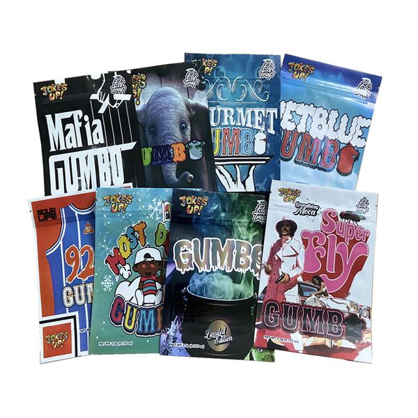 

3.5g gumbo packing bags jokes up fly trap shark limited edition gourmet mafia 929 superfly most dope jet blue elephant packaging bags