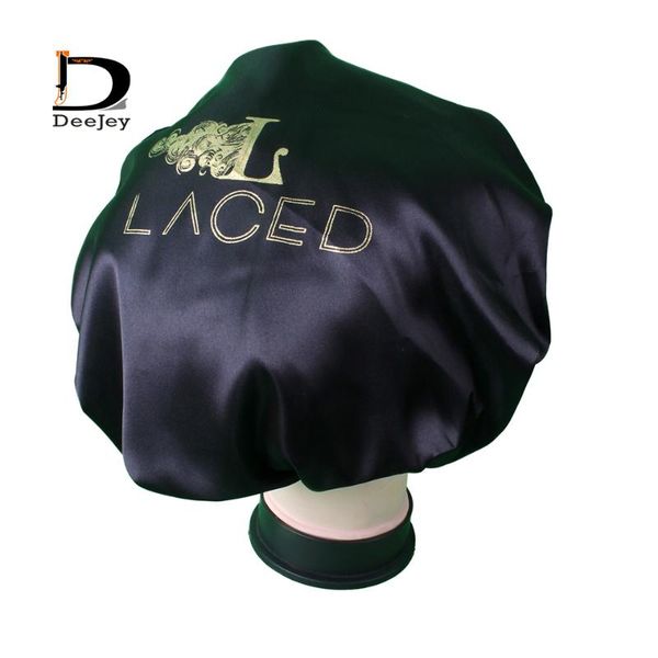 

gift wrap custom brand printed polyester satin bonnets for hair extension care 2 layer silky feeling night sleep cap bonnet 100pcs lot